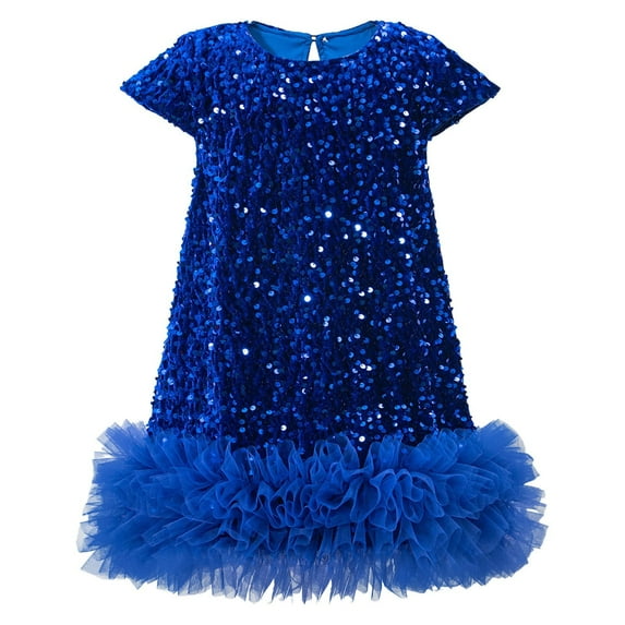 QWIED Girls' Dresses Sparkly Sequin Birthday Party Prom Outfit Toddler Sneaker Gown Tutu Dress Size 4-5