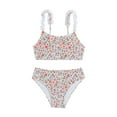 thumbnail image 1 of QWIED Girls Swimsuit Kids Cute Floral Print 2 Piece Bikini Set Suspenders Tube Top High Waisted Brief Swimwear Bathing Suit Swim Suit Size 9-10, 1 of 7