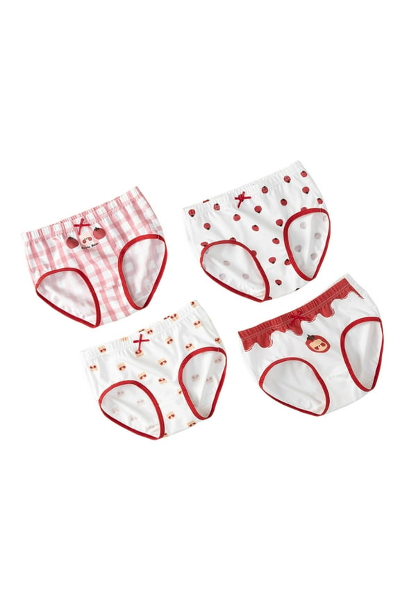 Girls Underwear Kids Children Cute Cartoon Printing Briefs Shorts Pants Trunks 4Pcs 5 Years-6 Years