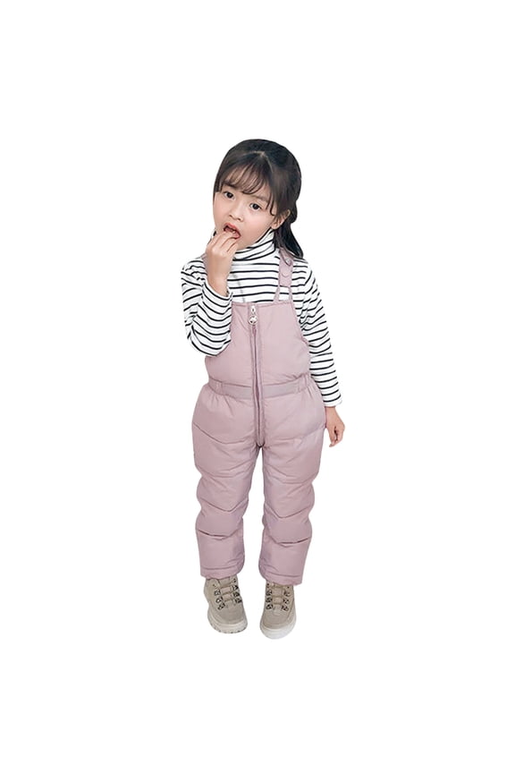 Jackets for Girls Windproof Pants Thicken Ski Outdoor Winter Overalls Suspender Children Trousers Coat Pink 12 Months-24 Months
