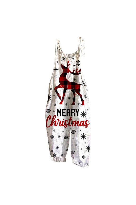 Jumpsuits For Women Casual Tummy Control Trendy Ladies' All Seasons Christmas Printed Vintage Loose Fit Outdoor Wear Overalls
