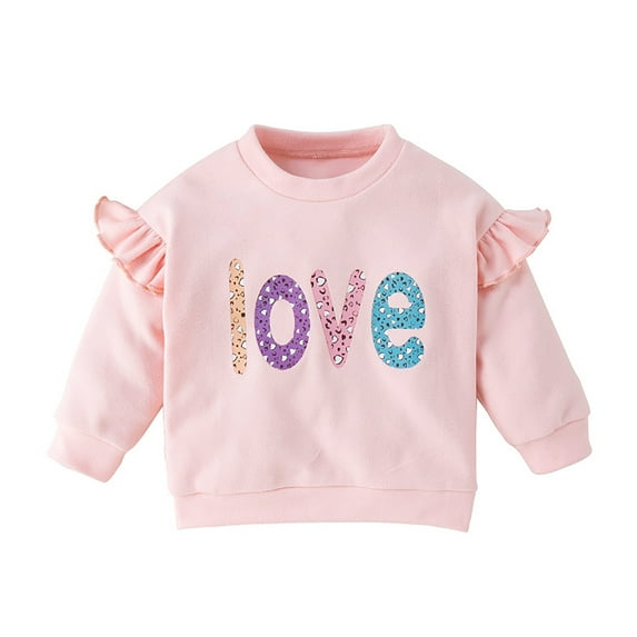 Little Girls Casual Pullover Tshirts Toddler Kids Toddler Baby Letter Print Long Sleeve Tops Warm Fall Winter Clothes T Shirts 18 Months-24 Months