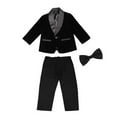thumbnail image 1 of QWIED Outfits For Little Boys Kids Toddler Baby Spring Autumn Patchwork Long Sleeve Pants Coat Bow Tie 3Pc Suit Clothing Set 3 Years-4 Years, 1 of 4