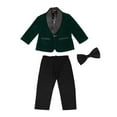 thumbnail image 1 of QWIED Outfits For Little Boys Kids Toddler Baby Spring Autumn Patchwork Long Sleeve Pants Coat Bow Tie 3Pc Suit Clothing Set 5 Years-6 Years, 1 of 4