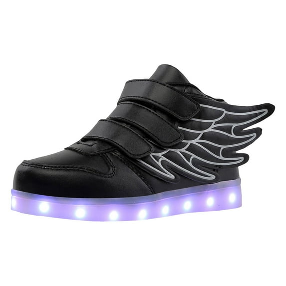 Sneakers For Boys Children Led 7 Color Light High Top Children Light Usb Colorful Charging Luminous Sport Shoes 4.5 Years-5 Years