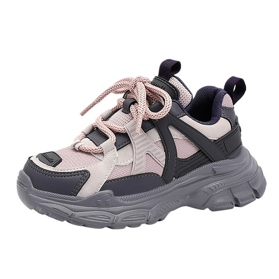 QWIED Sneakers For Boys Kids Sneakers Girls Lace Shoes Fashion Mesh Lace Non Breathable Sport Shoes 7 Years-8 Years