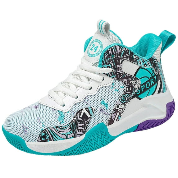 QWIED Sneakers For Boys Kids Sneakers Lace Shoes Fashion Mesh Lace Non Breathable Sport Shoes 10.5 Years-11 Years