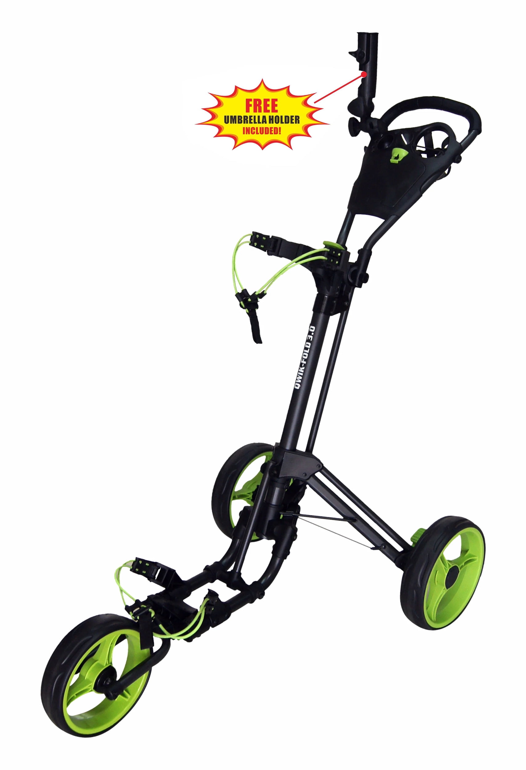 QwikFold 3Wheel Golf Push Cart with Adjustable Handle, Lightweight