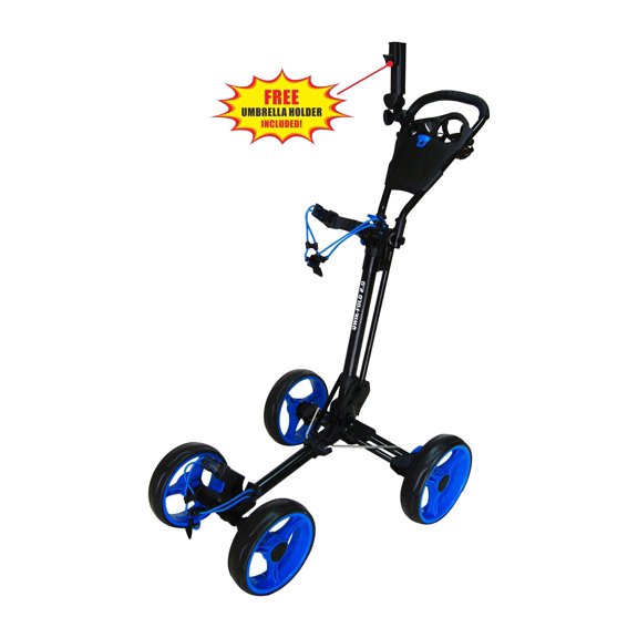 QWIK-FOLD 4 Wheel Folding Push Pull Golf Cart - Foot Brake - ONE Second to Open & Close!