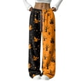 thumbnail image 1 of QWKLEAJ Halloween Pajama Pants Women Flannel Lounge Sleepwear Loose Elastic Waist Long Trousers Festive Party Home Wear Printed Bottom Novelty Holiday Pumpkin Ghost Bat Cat Pajamas, 1 of 6
