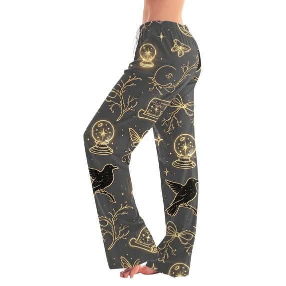 QWKLEAJ Halloween Pajama Pants Women Flannel Lounge Sleepwear Loose Fit Elastic Waist Long Trousers Holiday Party Casual Home Wear Cute Pumpkin Print Cozy Winter Bottoms