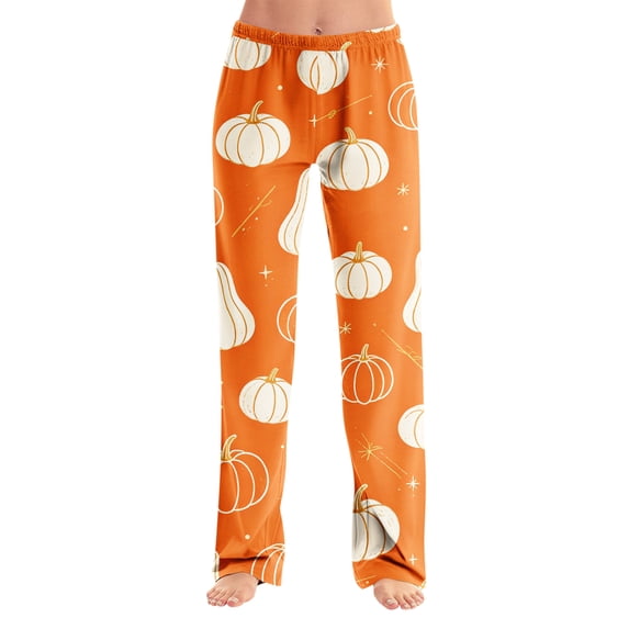 QWKLEAJ Halloween Pajama Pants Women Loose Fit Elastic Waist Lounge Pants Holiday Party Sleepwear Casual Home Trousers Novelty Print Long Bottoms Comfy Loungewear Festive Nightwear