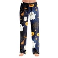 thumbnail image 1 of QWKLEAJ Halloween Pajama Pants Women Spooky Sleepwear Bottoms Cute Ghost Print Lounge Pants Flannel Holiday Trousers Fall Winter Cozy Sleep Pants Funny Skeleton Loungewear Festive Nightwear, 1 of 9
