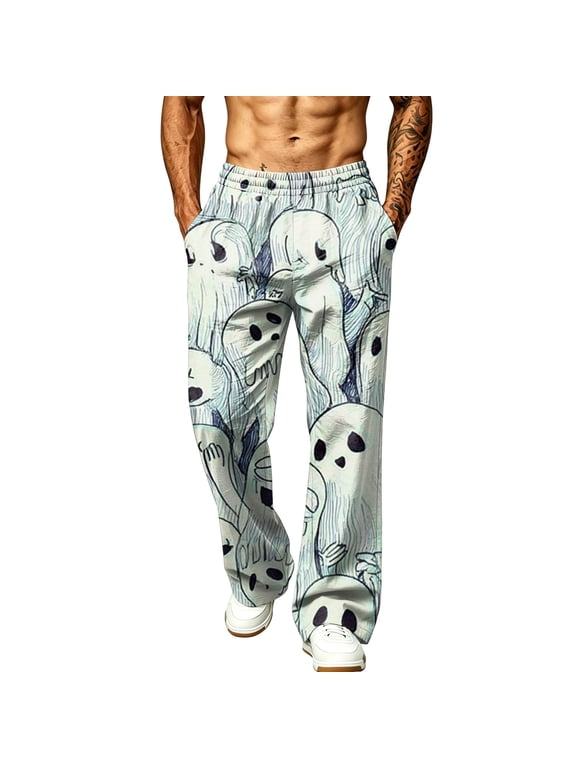 Halloween Pants Men Horror Print Lounge Pants Scary Graphic Sweatpants Mens Holiday Sleepwear Bottoms Zombie Camouflage Joggers Gothic Streetwear Trousers Spooky Pajama Bottoms