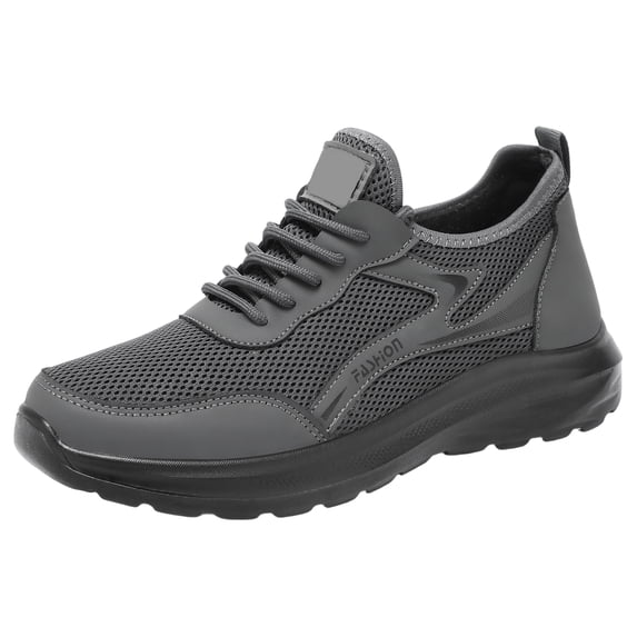 QWKLEAJ Mens Mesh Running Sneakers, Ultra‑Light Breathable Casual Walking Shoes, Hidden Height Increase Arch Support Wide Width Athletic Shoes for Gym Workout Gray 9