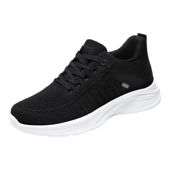 QWKLEAJ Mens Mesh Running Sneakers, Ultra‑Light Breathable Casual Walking Shoes, Hidden Height Increase Arch Support Wide Width Athletic Shoes for Gym Workout Black 8.5