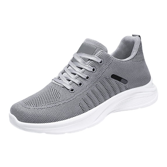 QWKLEAJ Mens Mesh Running Sneakers, Ultra‑Light Breathable Casual Walking Shoes, Hidden Height Increase Arch Support Wide Width Athletic Shoes for Gym Workout Gray 7.5