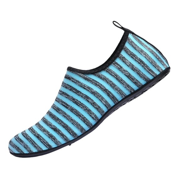 QWKLEAJ Striped Pattern Water Shoes for Women Men Quick-Dry Aqua Socks Swim Beach Barefoot | Yoga Exercise Wear Sport Accessories Pool Camping Must Haves River Hiking Youth Adult Light Blue 6