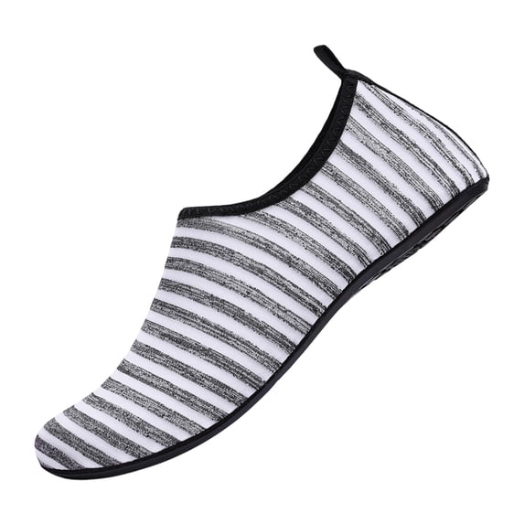 QWKLEAJ Striped Pattern Water Shoes for Women Men Quick-Dry Aqua Socks Swim Beach Barefoot | Yoga Exercise Wear Sport Accessories Pool Camping Must Haves River Hiking Youth Adult White 7