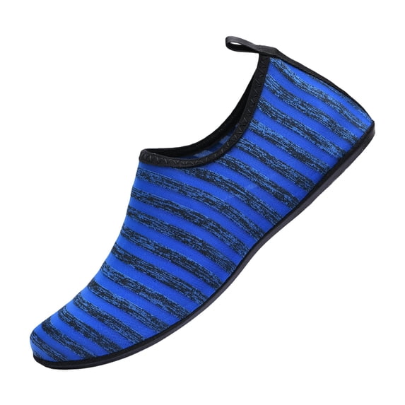 QWKLEAJ Striped Pattern Water Shoes for Women Men Quick-Dry Aqua Socks Swim Beach Barefoot | Yoga Exercise Wear Sport Accessories Pool Camping Must Haves River Hiking Youth Adult Blue 6