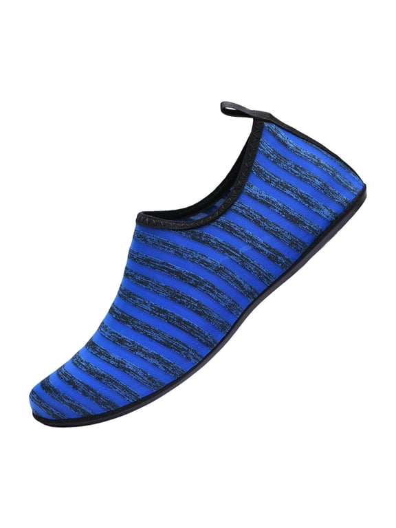 Striped Pattern Water Shoes for Women Men Quick-Dry Aqua Socks Swim Beach Barefoot | Yoga Exercise Wear Sport Accessories Pool Camping Must Haves River Hiking Youth Adult Blue 6