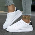 thumbnail image 1 of QWKLEAJ Unisex Platform White Sneakers, Water‑Resistant PU Leather Lace‑Up Casual Skate Shoes, Thick Sole Comfortable Daily Walking Shoes for Men Women Black 7.5, 1 of 6