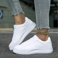 thumbnail image 1 of QWKLEAJ Unisex Platform White Sneakers, Water‑Resistant PU Leather Lace‑Up Casual Skate Shoes, Thick Sole Comfortable Daily Walking Shoes for Men Women White 9.5, 1 of 4