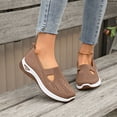 thumbnail image 1 of QWKLEAJ Women Minimalist Hollow Knit Slip On Walking Sneakers, Wedge Mesh Flats Quick Dry Lightweight Non Slip Outdoor Gardening Shoes Coffee 6.5 Wide, 1 of 4