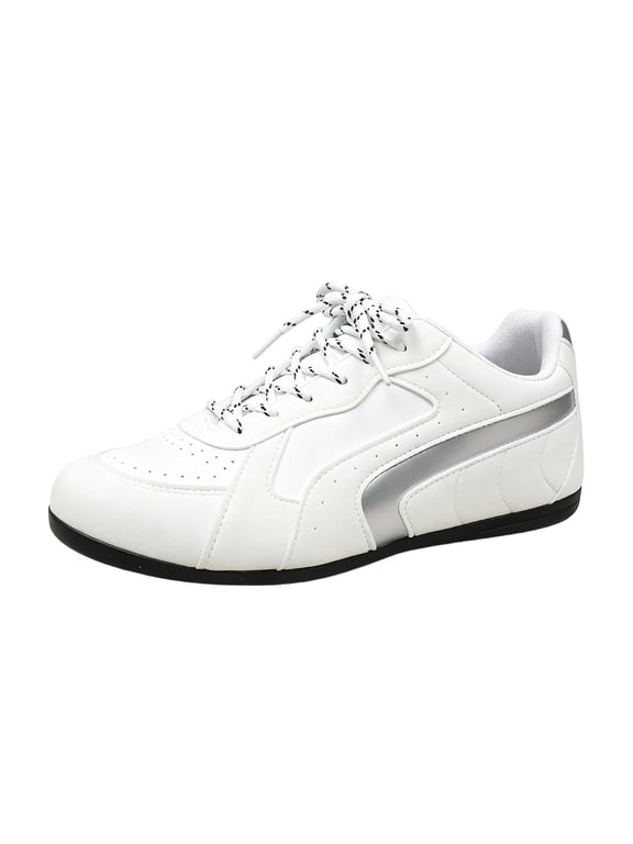 Women Retro Low‑Top Trainer Sneakers Lace‑Up Casual Walking Shoes Lightweight Classic Daily Fashion Shoes White 6