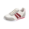thumbnail image 1 of QWKLEAJ Women Retro Striped Casual Sneakers, Lace‑Up Spliced Athletic Shoes, Lightweight Flat Walking Shoes for Daily Commute & Wear Red 8.5, 1 of 6