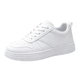 thumbnail image 1 of QWKLEAJ Women’s Color Block Platform Sneakers, Lace Up Low Top Casual Skate Shoes Non Slip Lightweight Walking Sneakers for Daily Street Travel White 7, 1 of 6
