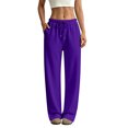 thumbnail image 1 of QWKLEAJ Women's Fleece Lined Wide Leg Sweatpants Drawstring Elastic Waist Loose Straight Jogger Pants Casual Athletic Trousers with Pockets Purple XL, 1 of 8