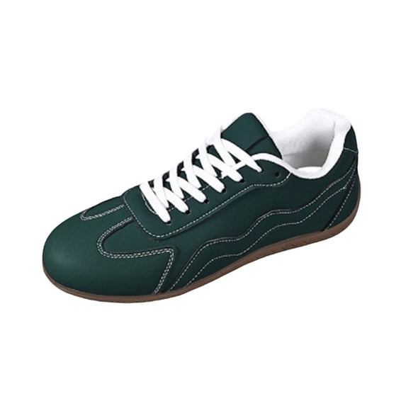 QWKLEAJ Women’s Low Top Lace Up Retro Sneakers, Soft Suede Round Toe Gum Sole Casual Dress Shoes for Women Daily Walking Street Fashion Trainers Green 8