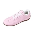 thumbnail image 1 of QWKLEAJ Women’s Low Top Lace Up Retro Sneakers, Soft Suede Round Toe Gum Sole Casual Dress Shoes for Women Daily Walking Street Fashion Trainers Pink 9, 1 of 6