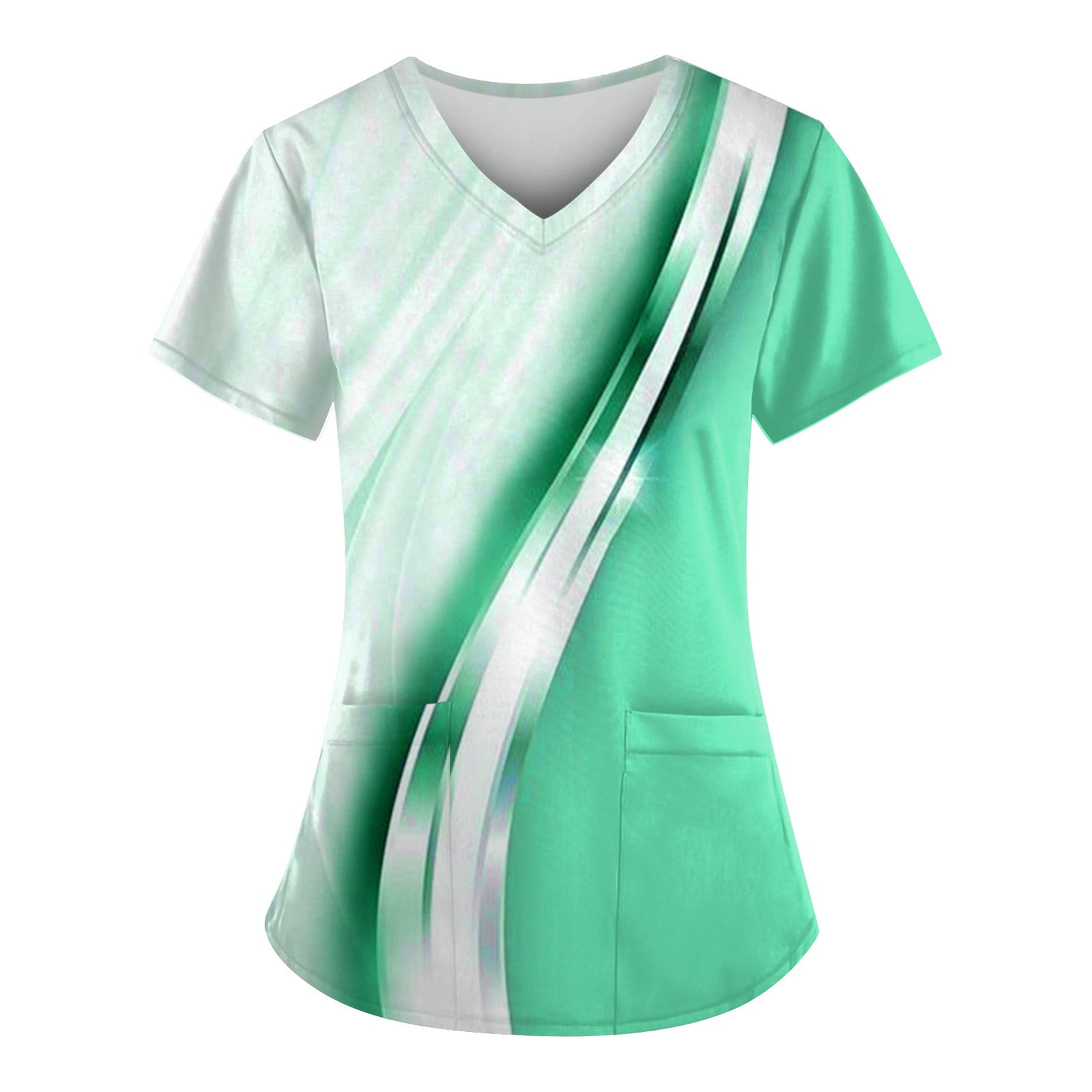 QWKLEAJ Women's Scrubs Clearance Professional Striped Color Block ...