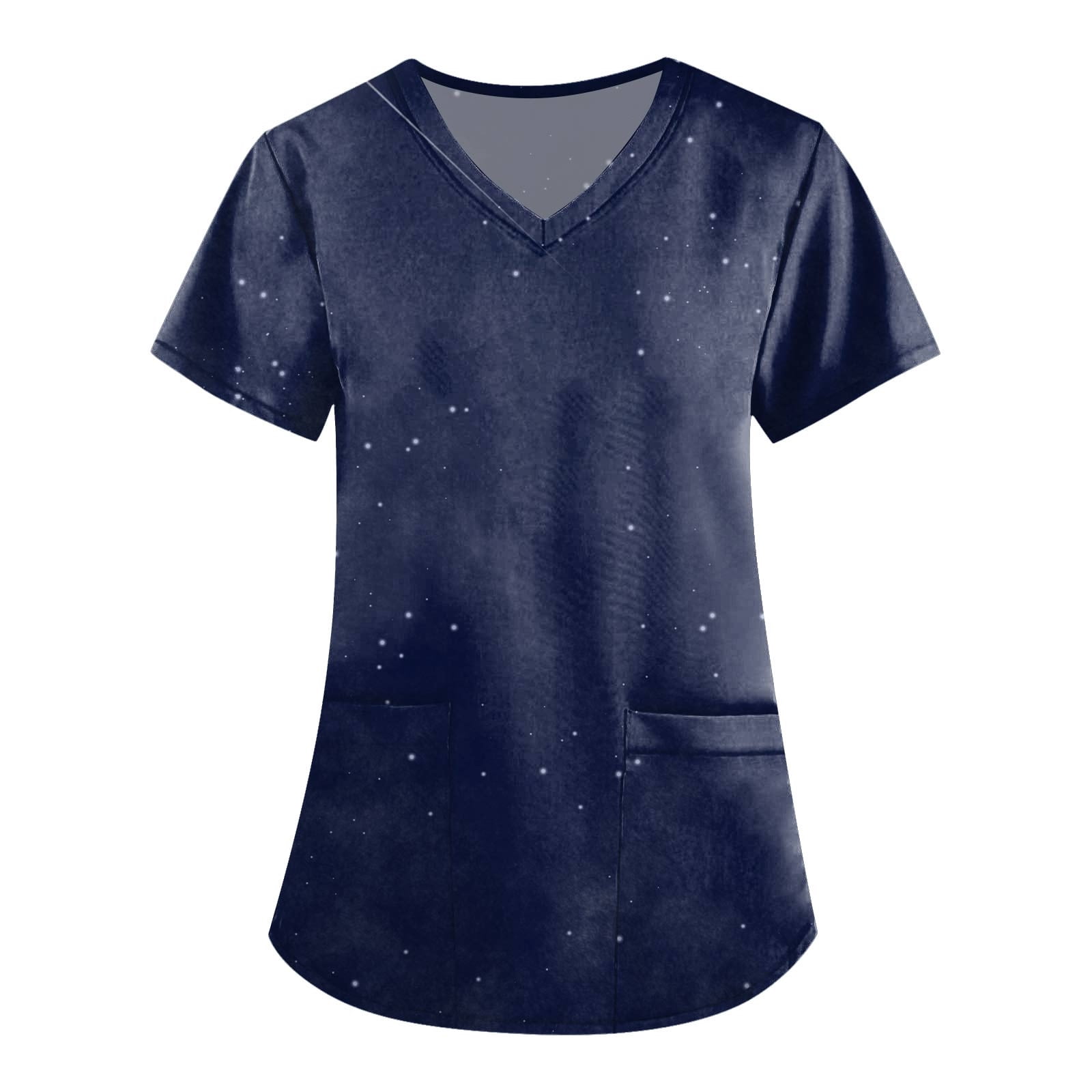 QWKLEAJ Women's Scrubs Tops Clearance Professional Gradient Print Short
