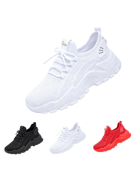 Women's Slip‑On Walking Sneakers, Lightweight Breathable Tennis Running Shoes, Non‑Slip Soft Sole Comfort Athletic Trainers for Gym Work Daily Wear White 9.5