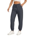thumbnail image 1 of QWKLEAJ Womens Solid Jogger Sweatpants High Waist Drawstring Elastic Cuff Loose Casual Athletic Trousers With Side Pockets Dark Gray M, 1 of 5