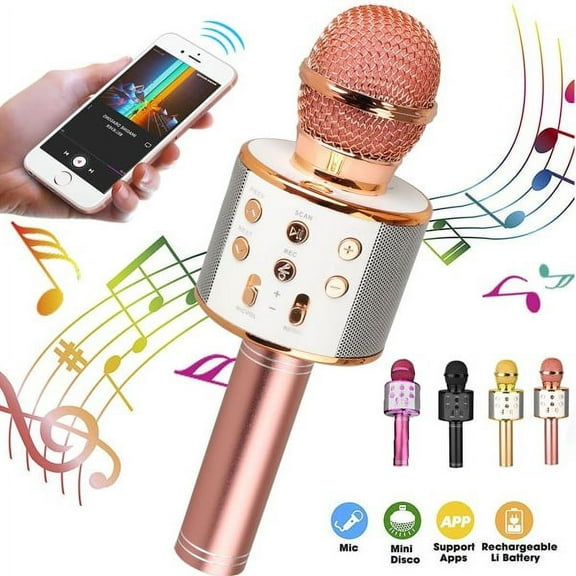 QWLWBU 4 in 1 Wireless Bluetooth Karaoke Microphone Karaoke Machine Speaker