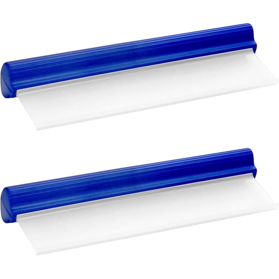 QWORK Car Squeegee, 2 Pack 12 inch Flexible Car Water Scraper Tool Silicone Window Squeegee for Car Or Home Use, Washing & Wiping Glass, Mirror & Shower Doors, Blue