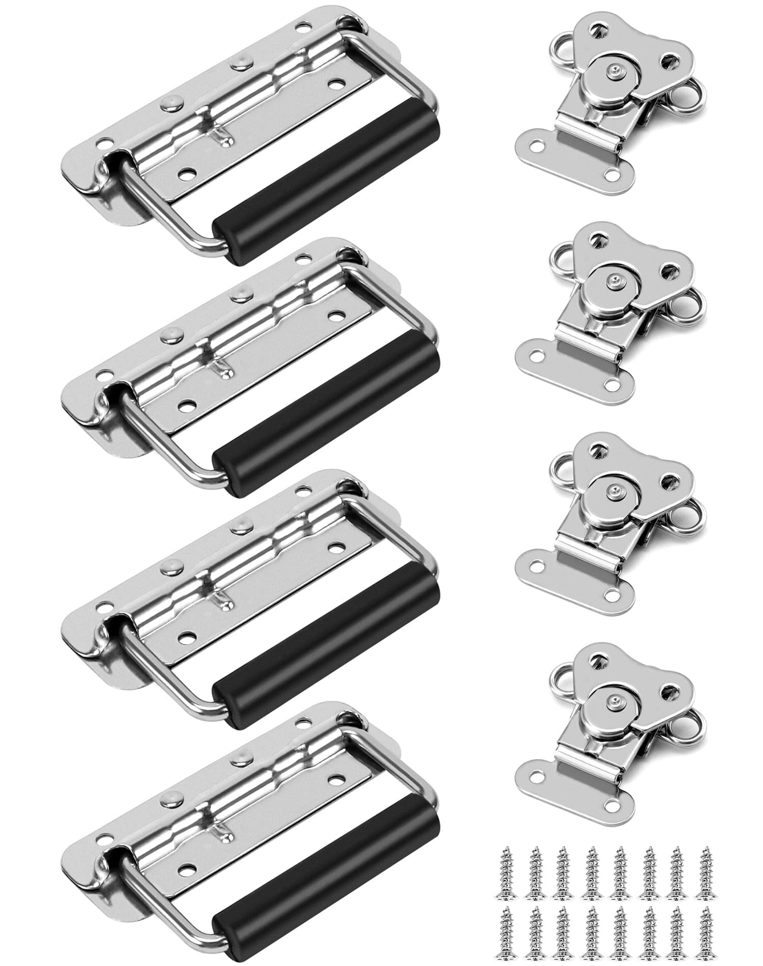 QWORK Stainless Steel Cabinet Handles and Latch for Flight Cases and ...