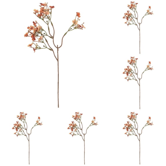 QWUIIOMJPY Artificial Baby's Breath Stems 5 Pack,14.96in Long Autumn Coffee Brown Fake Gypsophila Silk Flower Branches,Home Vase Filler Wedding Table Centerpiece Thanksgiving Fall Decor
