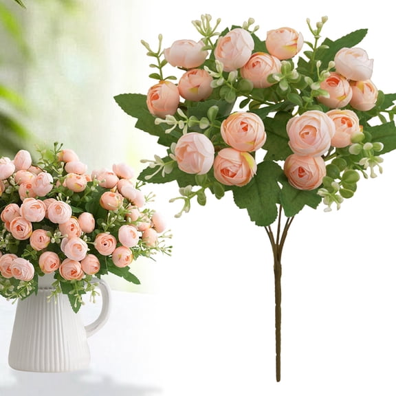 QWUIIOMJPY Artificial Flowers-Tea Bud Simulation Oriental Style Peony Arrangement Realistic Home Decoration Suitable For Living Room Table And Wedding Decoration