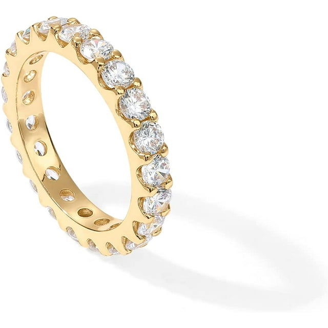QWZNDZGR 14K Gold Plated Cubic Zirconia Stackable Eternity Ring 3.0mm