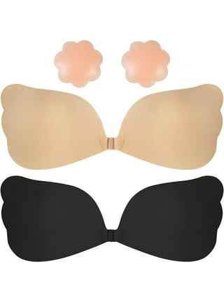 GENEMA Women Strapless Wing Sticky Bra Adhesive Invisible Front Buckle  Nipple Cover Pad