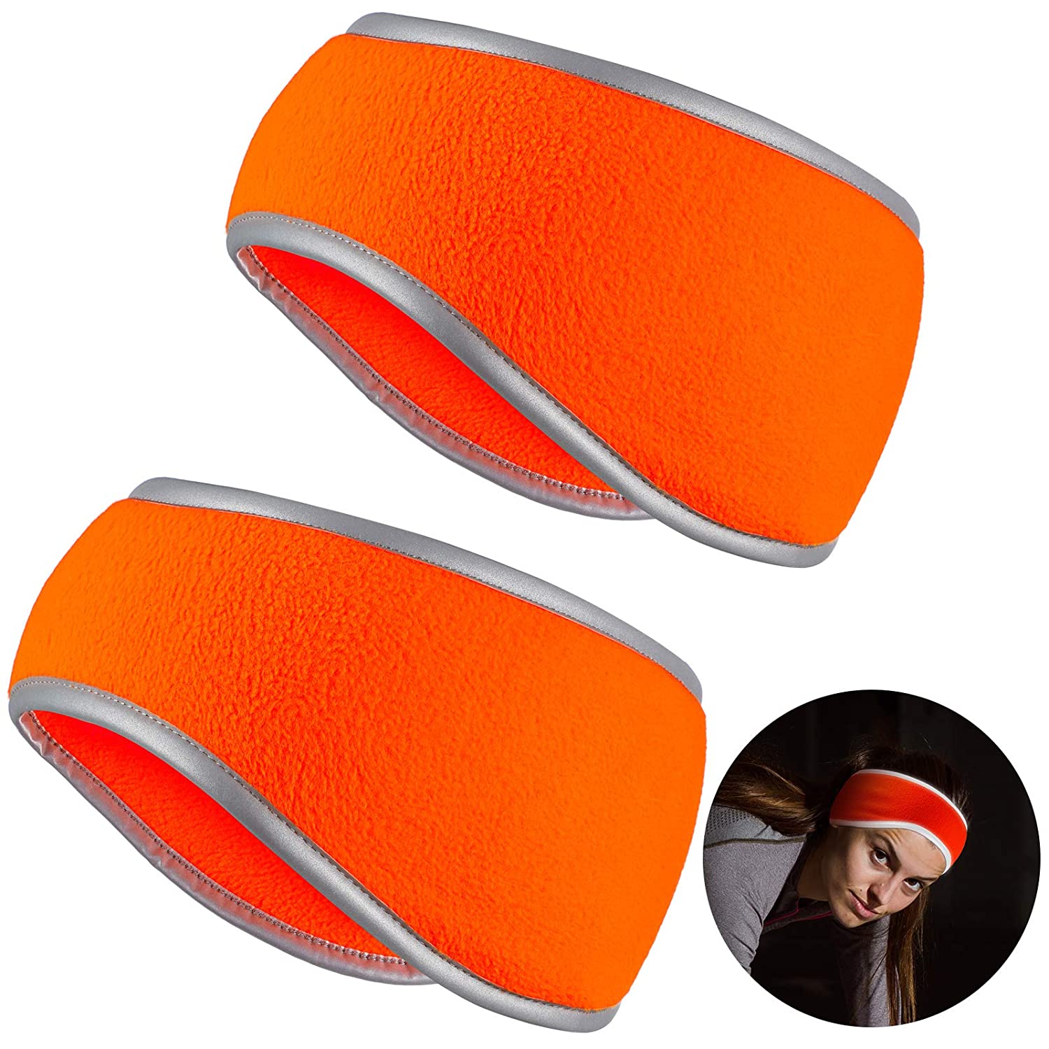 QWZNDZGR 2 Pieces Ear Warmer Headband High Visibility Reflective Safety Headband Winter Running