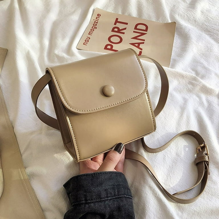 QWZNDZGR 2019 New Fashion Fashion Hong Kong Style Retro Cross Body Versatile Small Square Bag Korean Version Simple Solid Color Large Capacity