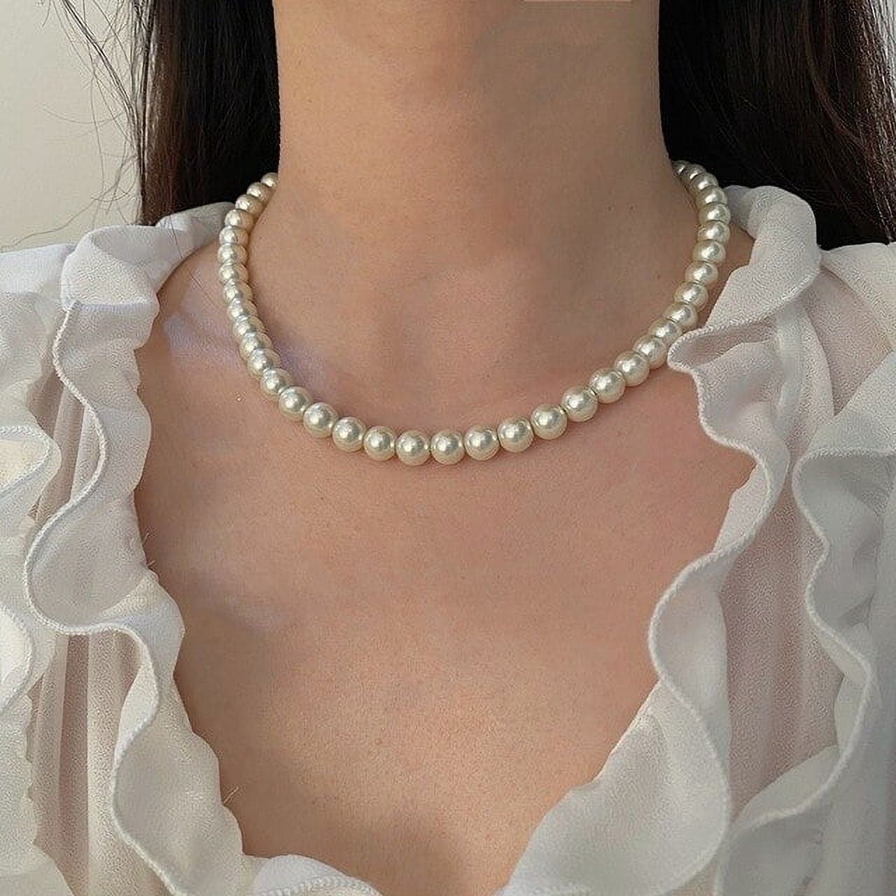 QWZNDZGR 2021 Trend Elegant Jewelry Wedding Natural Pearl Necklace For  Women Fashion White Imitation Pearl Choker Necklace