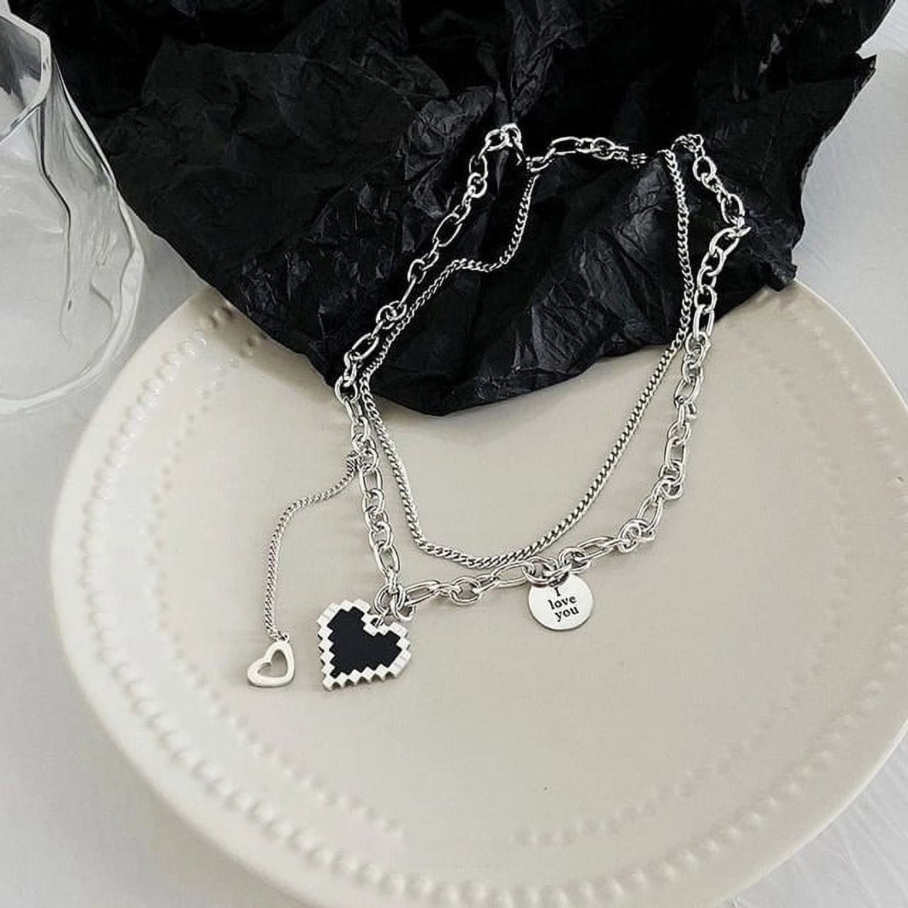 QWZNDZGR 2022 Harajuku Fashion Multilayer Grunge Kpop Chain Necklace For  Women Men Jewelry Gifts Key Cross Pendant Necklace Accessories 