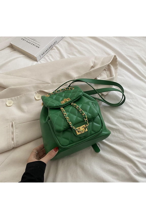 2022 New High-Capacity Rhombus Embroidered Backpack Trend Simple Fashion Small Fragrance Backpack Chain Women's Bag